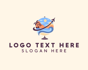 Travel - Airplane Beach Globe logo design