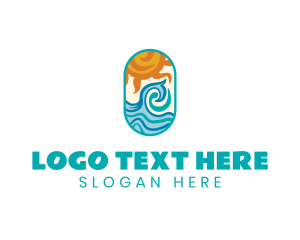 Swimming - Ocean Wave Sun logo design