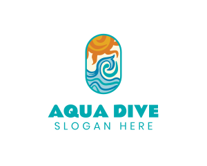 Ocean Wave Sun logo design