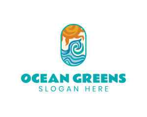 Ocean Wave Sun logo design