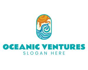 Ocean Wave Sun logo design