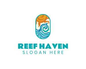 Ocean Wave Sun logo design