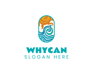 Swimming - Ocean Wave Sun logo design