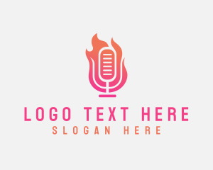 Podcast - Fire Mic Podcast Streaming logo design