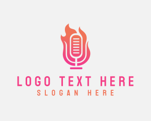 Record - Fire Mic Podcast Streaming logo design