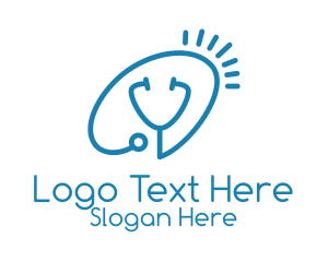 Blue Stethoscope Outline  Logo