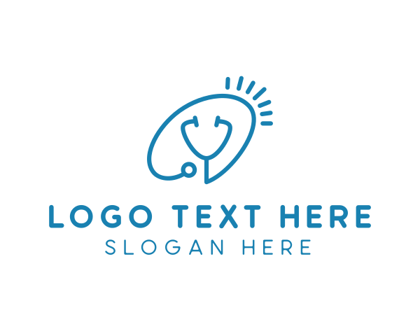 Medical Staff - Blue Stethoscope Outline logo design