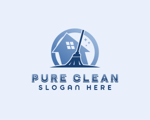 Janitorial Cleaner Broom logo design