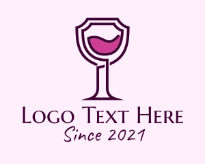 Wine Server - Shield Wine Glass logo design