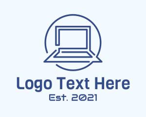 Computer Repair - Laptop Line Art logo design