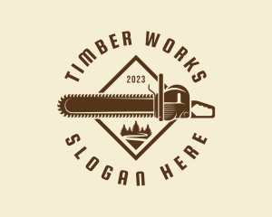 Timber - Chainsaw Timber Cutter logo design