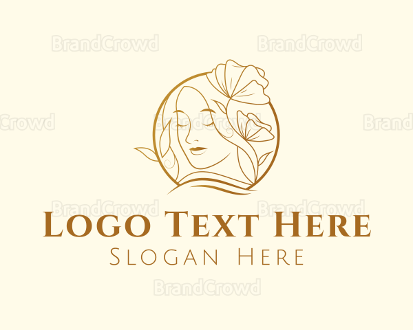 Flower Woman Beauty Logo