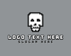 Video Gamer - Skull Pixel Gaming logo design