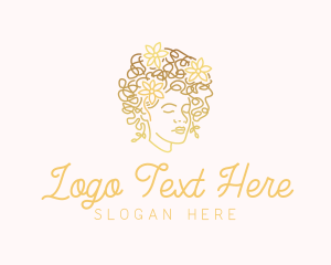 Hair Style - Woman Afro Flower logo design