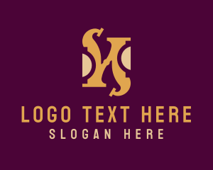 Gold And Purple - Royal Letter H logo design
