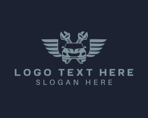 Worker - Wrench Car Wings logo design