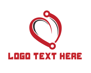 Tech - Heart Tech Circuit logo design