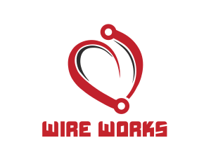 Wire - Heart Tech Circuit logo design