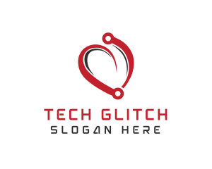 Heart Tech Circuit logo design