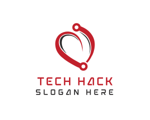 Heart Tech Circuit logo design