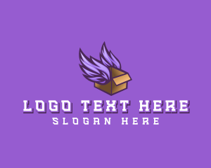 Wing - Flying Package Box logo design