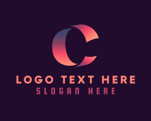 Blog - Gradient Ribbon Letter C logo design