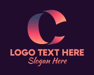 Vlogging - Gradient Ribbon Letter C logo design