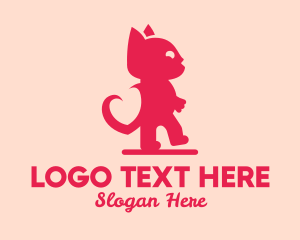Kitten - Pink Love Cat logo design