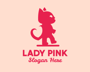 Pink Love Cat  logo design