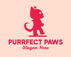 Pink Love Cat  logo design