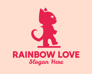 Pink Love Cat  logo design