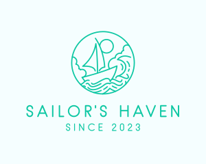 Sail Boat Sea logo design