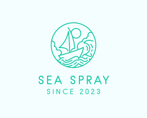 Sail Boat Sea logo design