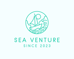 Sail Boat Sea logo design