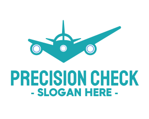 Teal Airplane Checkmark logo design