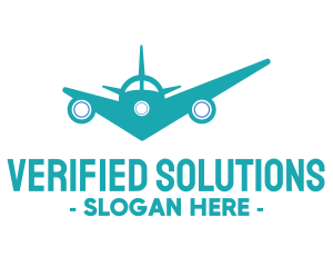 Teal Airplane Checkmark logo design