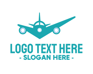 Task - Teal Airplane Checkmark logo design