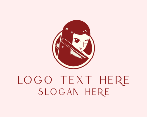 Woman Salon Hair Straightener Logo