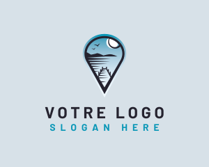 Aircraft - Moon Beach Travel Destination logo design