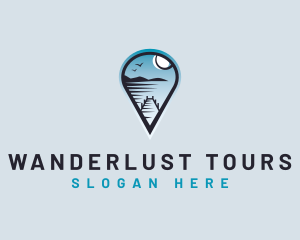 Moon Beach Travel Destination logo design