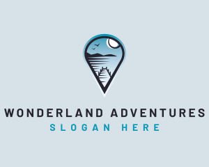 Moon Beach Travel Destination logo design