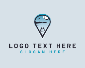 Island - Moon Beach Travel Destination logo design