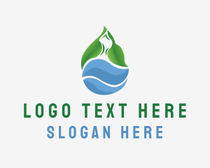 Station - Leaves Water Droplet logo design