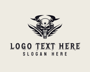 Motorcycle - Skull Rider Biker logo design