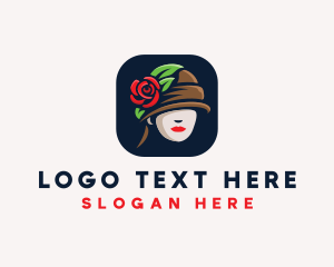 Lady - Rose Hat Fashion logo design