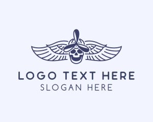 Skeleton - Propeller Skull Wing logo design