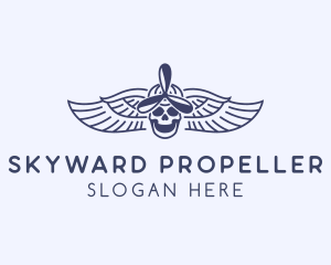 Propeller Skull Wing logo design