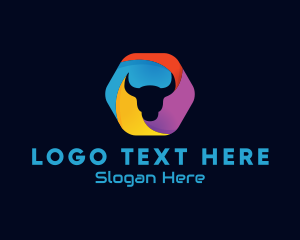 Horn - Swirl Bull Hexagon logo design