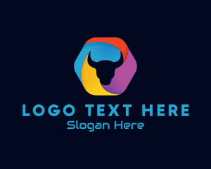 Bull - Swirl Bull Hexagon logo design