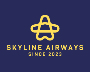 Star Airplane Outline logo design